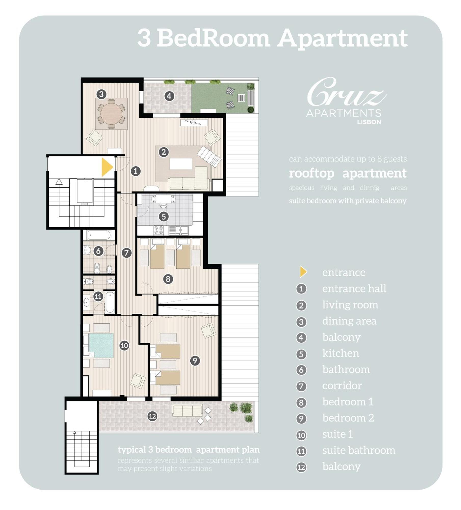 Three-Bedroom Apartment Terrace